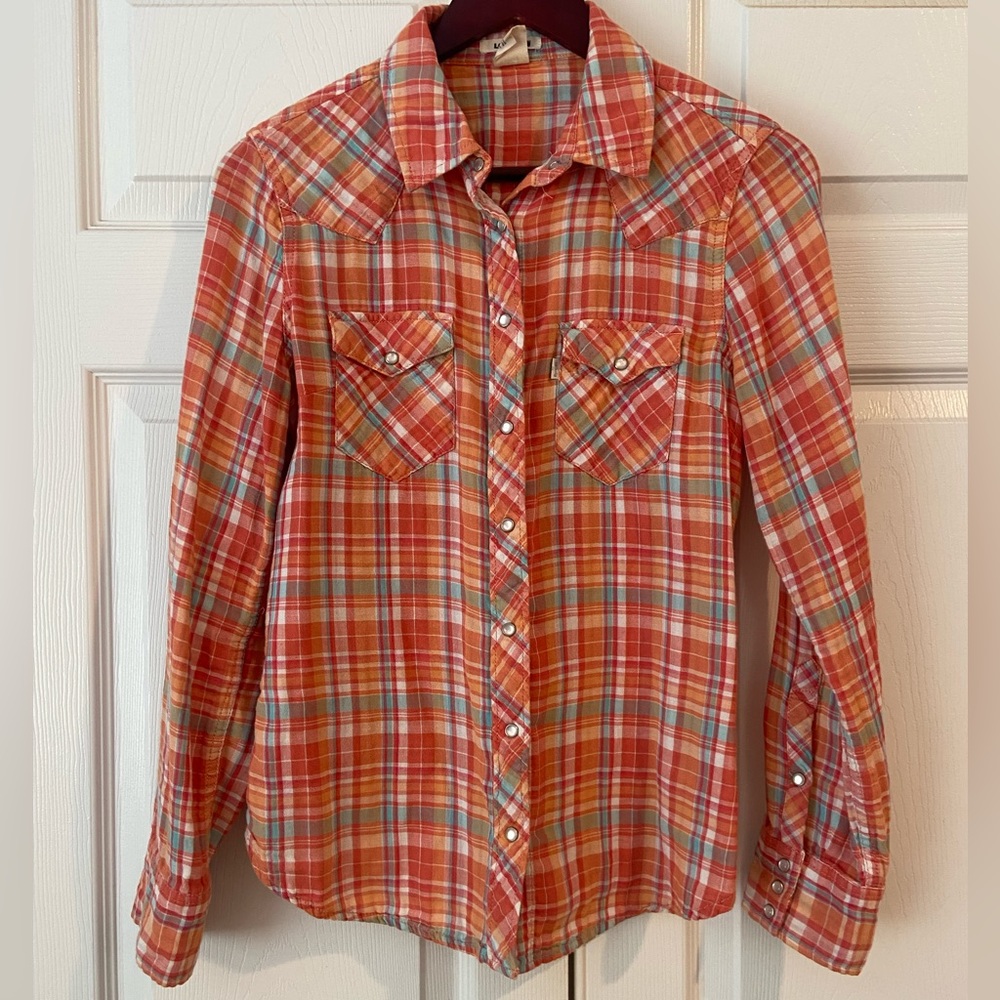 Orange 🎃 Plaid Button Down Shirt